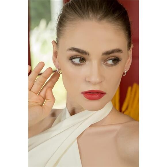 Sterling Silver Hoop Earrings, Twisted Round Design, High Polish Finish - Picture 2 of 7